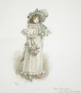 Studium w pełni ubranej małej dziewczynki autorstwa Kate Greenaway