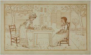 Herbatka dla dwojga na zewnątrz autorstwa Kate Greenaway