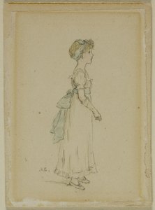 Młoda dziewczyna z niebieskimi wstążkami autorstwa Kate Greenaway