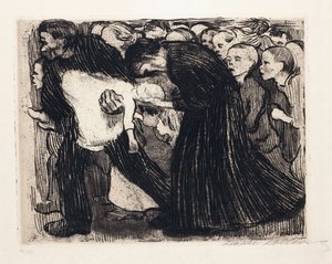 Przejechać; Überfahren, 1910 autorstwa Käthe Kollwitz