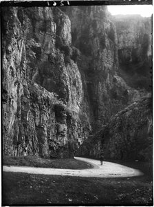 Cheddar Gorge, Cliff Road, Cheddar, Sedgemoor, Somerset, 22.05.1907 (czarno-białe zdjęcie)