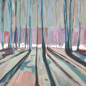 Mirrored Woods, 2021 (akryl i gwasz na płótnie) autorstwa Katie Ré Scheidt