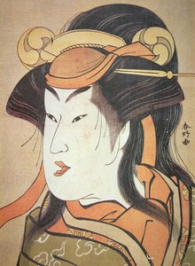 Głowa japońskiego aktora w roli kobiecej, ok. 1787-88 (odbitka drzeworytnicza) autorstwa Katsukawa Shuncho