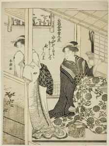Narcyz zimą, z cyklu „Najbardziej wybrane ody o kwiatach czterech pór roku (Shuku awase, shiki no hana)” autorstwa Katsukawa Shuncho