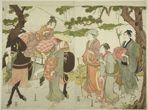 Podróżujący na Tokaido autorstwa Katsukawa Shuncho