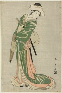 Aktor Nakamura Noshio II jako Tonase w "Model for Kana Calligraphy: Skarbiec 47 lojalnych strażników" ("Kanadehon chûshingura") autorstwa Katsukawa Shun
