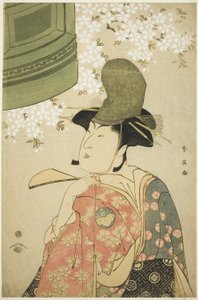 Aktor Nakayama Tomisaburô jako tancerz Shirabyôshi w filmie "Dziewica w świątyni Dôjô" ("Musume Dôjô-ji") autorstwa Katsukawa Shun