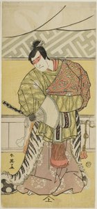 Aktor Sakata Hangorô III jako Takechi Mitsuhide w "Muromacho Chronicle in Kana Script" ("Kanagaki Muromachi bundan") autorstwa Katsukawa Shun
