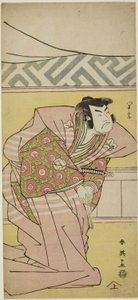 Aktor Sawamura Sôjûrô III jako Oda Kazusanosuke Harunaga w "Muromacho Chronicle in Kana Script" ("Kanagaki Muromachi bundan") autorstwa Katsukawa Shun