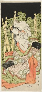 Aktor Segawa Kikunojô III Prawdopodobnie jako Ono no Komachi w filmie "Komachi Village: Nowy rok w teatrze" ("Komachimura shibai no shôgatsu") autorstwa Katsukawa Shun