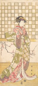Aktor klanu Iwai jako kobieta, ca. 1795. autorstwa Katsukawa Shun