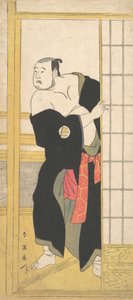 Asao Tamesaburo jako tęgi mężczyzna w zielonym kimonie, ca. 1795.