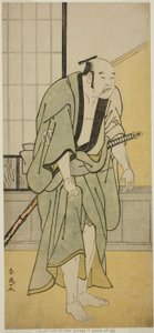 Aktor Asao Tamejuro I jako pijany Gotobei w sztuce Yoshitsune Koshigoe Jo, wystawionej w teatrze Ichimura w dziewiątym miesiącu 1790 r. autorstwa Katsukawa Shun