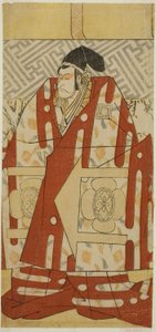 Aktor Ichikawa Danjuro V jako Kudo Suketsune w sztuce Koi no Yosuga Kanegaki Soga, wystawionej w teatrze Ichimura w pierwszym miesiącu 1789 r. autorstwa Katsukawa Shun