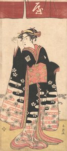 Aktor Ichikawa Monosuke II w niezidentyfikowanej roli kobiecej, ca. 1789.