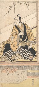 Aktor Matsumoto Koshiro IV siedzący w zewnętrznym pokoju, 1789. autorstwa Katsukawa Shun