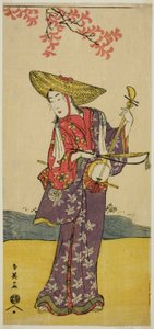 Aktor Sawamura Tamagashira jako spacerujący muzyk w sztuce Dai Danna Kanjincho, wystawionej w teatrze Kawarazaki w jedenastym miesiącu 1790 roku autorstwa Katsukawa Shun