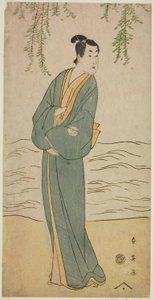 Aktor Segawa Kikunojo III jako Chokichi w sztuce "Suda no Haru Geisha Katagi" wystawionej w teatrze Kiri w pierwszym miesiącu 1796 r. autorstwa Katsukawa Shun