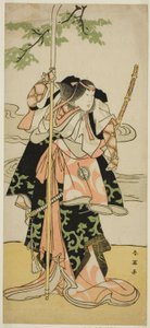 Aktor Segawa Kikunojo III jako Lady Tomoe (Tomoe Gozen) w sztuce Yasa Gumbai Miyako no Jindori, wystawionej w teatrze Miyako w jedenastym miesiącu 1793 r. autorstwa Katsukawa Shun