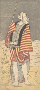 Drugi Ichikawa Komazo jako wioślarz stojący na pokładzie barki, ok. godz. 1793 autorstwa Katsukawa Shun