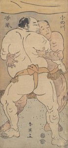 Dwóch słynnych zapaśników Onogawa i Tanikase, ca. 1795.