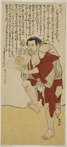 Aktor Arashi Otohachi II jako mnich Hokaibo w sztuce Edo Shitate Kosode Soga wystawionej w teatrze Morita w pierwszym miesiącu 1777 r. autorstwa Katsukawa Shunkо̄
