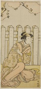 Aktor Osagawa Tsuneyo II w roli Onoe w sztuce Haru no Nishiki Date-zome Soga, wystawionej w teatrze Nakamura w czwartym miesiącu 1790 r. autorstwa Katsukawa Shunkо̄