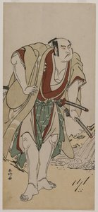 Otani Hiroji III jako samuraj stojący przy strumieniu autorstwa Katsukawa Shunko