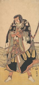 Aktor Ichikawa Danjuro V jako wojownik nad brzegiem morza, ca. 1790. autorstwa Katsukawa Shunko