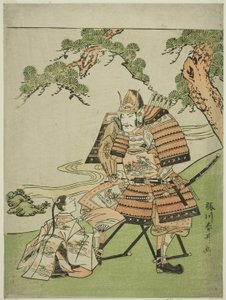 Teewarior Kusunoki Masashige (1294-1336) Bijing Pożegnanie Hissona Masatsury, ok. 1780 (druk Kor wo dback; Chuban) autorstwa Katsukawa Shunsei