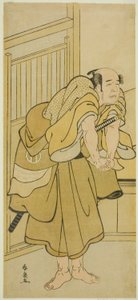 Aktor Asao Tamejuro I jako pijany Gotobei w sztuce Yoshitsune Koshigoe Jo, wystawionej w Teatrze Ichimura w dziewiątym miesiącu, 1790
