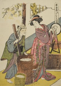 Akt szósty: Dom Yoichibei ze sztuki Chushingura (Skarbiec lojalnych sług), ok. 1779-80 (kolorowy drzeworyt; chuban) autorstwa Katsukawa Shunsho