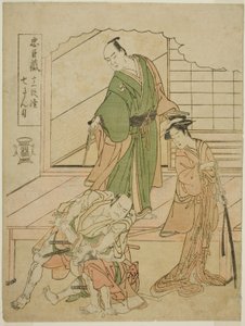 Akt 1: Herbaciarnia Te Ichiriki In Te Pay Chushingura Juichidan Tsuzuki autorstwa Katsukawa Shunsho