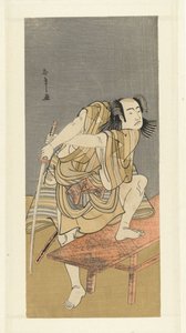 Aktor Sawamura Sojuro III przygotowuje się do walki autorstwa Katsukawa Shunsho