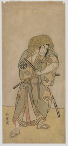 Kabuki Aktor Nakamura Nakazo I jako samuraj w przebraniu, okres Edo, połowa lat 70. (kolorowy drzeworyt) autorstwa Katsukawa Shunsho