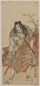 Nakajima Kanzaemon jako lord przebrany za myśliwego z karabinem początek lat 80. XVIII wieku. autorstwa Katsukawa Shunsho