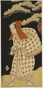 Aktor Arashi Otohachi I jako Numataro Kyusei przebrany za włamywacza Ipponzaemona w sztuce Otokoyama Yunzei Kurabe, wystawionej w Teatrze Ichimura w jedenastym miesiącu, 1768 autorstwa Katsukawa Shunsho