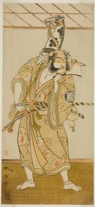 Aktor Arashi Sangoro II jako Asahina Saburo w sztuce Iro Maki-e Soga no Sakazuki, wystawionej w Teatrze Morita w pierwszym miesiącu 1773 autorstwa Katsukawa Shunsho
