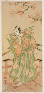 The Actor Ichikawa Danjuro V as Momonoi Wakasanosuke Yasuchika (?) in the Play Kanadehon Chushingura (?), Performed at the Nakamura Theater (?) in the Fifth Month, 1771 (?) autorstwa Katsukawa Shunsho