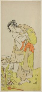 Aktor Ichikawa Danjuro V jako Soga no Dozaburo (?) w sztuce Shida Yuzuriha Horai Soga (?), wystawionej w Teatrze Morita (?) w pierwszym miesiącu 1775 (?) autorstwa Katsukawa Shunsho