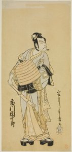 Aktor Ichikawa Danjuro V jako Soga no Goro przebrany za Komuso w sztuce Sakai-cho Soga Nendaiki, wystawionej w Teatrze Nakamura w pierwszym miesiącu, 1771 autorstwa Katsukawa Shunsho