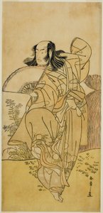 Aktor Ichikawa Yaozo III jako Kusunoki Uraminosuke przebrany za lisa z Tsukamoto (?), w sztuce Kumoi no Hana Yoshino no Wakamusha (?), wystawiony w Teatrze Nakamura (?) w jedenastym miesiącu 1786 (?) autorstwa Katsukawa Shunsho