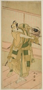 Aktor Ichikawa Yaozo II jako Ashikaga Motouji przebrany za Katagiri Yashichi w sztuce Oyoroi Ebido Shinozuka, wystawiony w Teatrze Nakamura w jedenastym miesiącu, 1772 autorstwa Katsukawa Shunsho