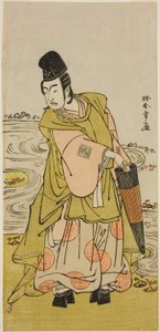 Aktor Ichikawa Yaozo II jako Shii no Shosho Okinori w sztuce Sugata no Hana Yuki no Kuronushi, wystawionej w Teatrze Ichimura w jedenastym miesiącu 1776 autorstwa Katsukawa Shunsho