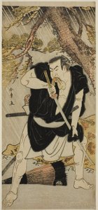 Aktor Nakamura Nakazo I jako Ono Sadakuro w sztuce Kanadehon Chushingura, wystawionej w teatrze Ichimura w szóstym miesiącu, 1783 autorstwa Katsukawa Shunsho