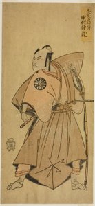 Aktor Nakamura Nakazo I jako Osada no Taro (?) w sztuce Ima o Sakari Suehiro Genji (?), wystawionej w Teatrze Nakamura (?) w jedenastym miesiącu 1768 (?) autorstwa Katsukawa Shunsho