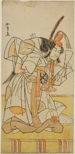 Aktor Nakamura Nakazo I jako książę Takahiro w spektaklu Nishiki Tsui no Yumitori, wystawiony w Teatrze Morita w jedenastym miesiącu, 1778 autorstwa Katsukawa Shunsho