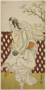 Aktor Nakamura Nakazo I jako Sakon-gitsune w sztuce Hana-zumo Genji Hiiki, wystawionej w Teatrze Nakamura w jedenastym miesiącu, 1775 autorstwa Katsukawa Shunsho