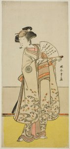 Aktor Nakamura Noshio I jako Oiso no Tora (?) w sztuce Shida Yuzuriha Horai Soga (?), wystawionej w Teatrze Morita (?) w pierwszym miesiącu 1775 (?) autorstwa Katsukawa Shunsho