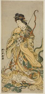 Aktor Nakamura Noshio I jako Goddes Benzaiten z Enoshimy w sztuce Onno Aruji Hatsuyuki no Sekai, wystawionej w Teatrze Morita w jedenastym miesiącu, 1773 autorstwa Katsukawa Shunsho
